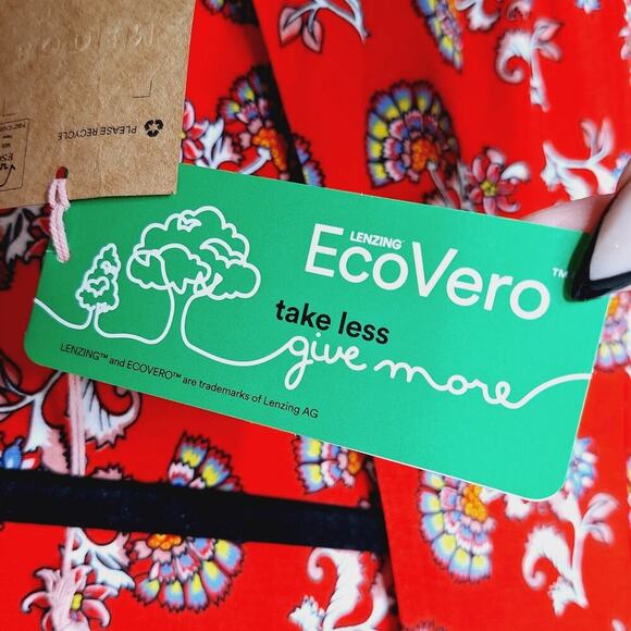 BODEN Short Sleeve Jersey Midi Dress 12R Flame Scarlet Botanical Bunch Floral - Picture 11 of 14